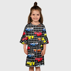 Платье клеш для девочки Гоночные тачки, цвет: 3D-принт — фото 2
