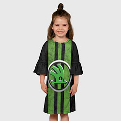 Платье клеш для девочки Skoda Green Logo Z, цвет: 3D-принт — фото 2