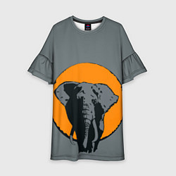 Платье клеш для девочки Африканский Слон, цвет: 3D-принт