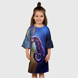Платье клеш для девочки Морской конёк, цвет: 3D-принт — фото 2