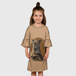 Платье клеш для девочки Горный лев, цвет: 3D-принт — фото 2