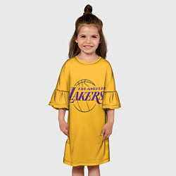 Платье клеш для девочки Лос-Анджелес Лейкерс Форма1, цвет: 3D-принт — фото 2