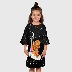Платье клеш для девочки Львица Знак Зодиака Лев, цвет: 3D-принт — фото 2
