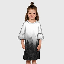Платье клеш для девочки Туманный лес, цвет: 3D-принт — фото 2