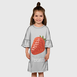 Платье клеш для девочки Strawberry potatoes, цвет: 3D-принт — фото 2