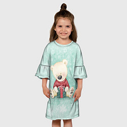 Платье клеш для девочки Медвежонок с подарком, цвет: 3D-принт — фото 2