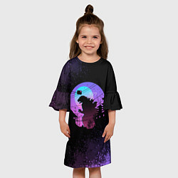 Платье клеш для девочки GODZILLA ГОДЗИЛЛА, цвет: 3D-принт — фото 2