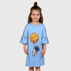 Платье клеш для девочки Космонавт с шариком, цвет: 3D-принт — фото 2