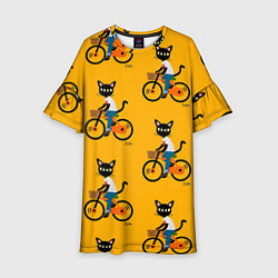 Детское платье Котики на велосипедах