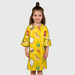 Платье клеш для девочки Фастфуд, цвет: 3D-принт — фото 2