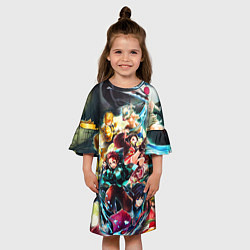 Платье клеш для девочки КЛИНОК РАССЕКАЮЩИЙ ДЕМОНОВ ПЕРСОНАЖИ, цвет: 3D-принт — фото 2
