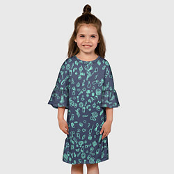 Платье клеш для девочки Еда Синий, цвет: 3D-принт — фото 2