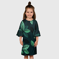 Платье клеш для девочки Листва, цвет: 3D-принт — фото 2