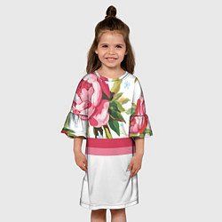Платье клеш для девочки Нежные Розы, цвет: 3D-принт — фото 2
