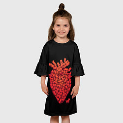 Платье клеш для девочки Сердце Из Котиков, цвет: 3D-принт — фото 2