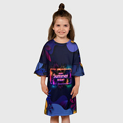 Платье клеш для девочки Летняя тропическая ночь, цвет: 3D-принт — фото 2