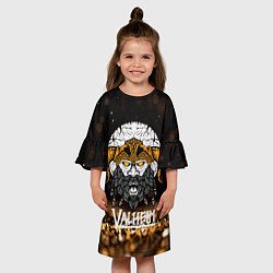 Платье клеш для девочки Valheim Viking Gold, цвет: 3D-принт — фото 2