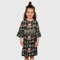 Платье клеш для девочки Valheim викинги паттерн, цвет: 3D-принт — фото 2