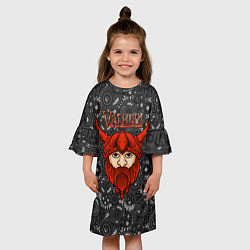 Платье клеш для девочки Valheim красный викинг, цвет: 3D-принт — фото 2