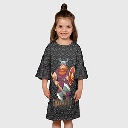 Платье клеш для девочки Valheim Викинг, цвет: 3D-принт — фото 2