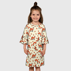 Платье клеш для девочки Лисички, цвет: 3D-принт — фото 2
