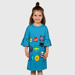Платье клеш для девочки Geometry Dash Icons, цвет: 3D-принт — фото 2