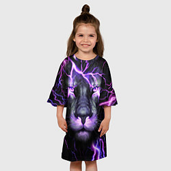 Платье клеш для девочки НЕОНОВЫЙ ЛЕВ NEON LION, цвет: 3D-принт — фото 2
