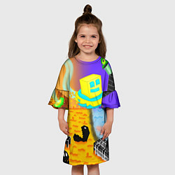 Платье клеш для девочки Geometry Dash RobTop Z, цвет: 3D-принт — фото 2