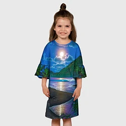 Платье клеш для девочки Гавайский пейзаж, цвет: 3D-принт — фото 2