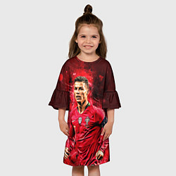 Платье клеш для девочки Криштиану Роналду Португалия, цвет: 3D-принт — фото 2