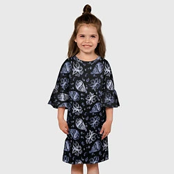 Платье клеш для девочки Раковины и звезды, цвет: 3D-принт — фото 2
