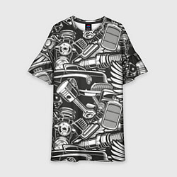 Платье клеш для девочки Механика Автомобиль, цвет: 3D-принт