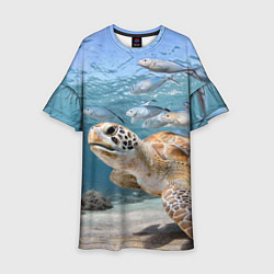 Платье клеш для девочки Морская черепаха, цвет: 3D-принт