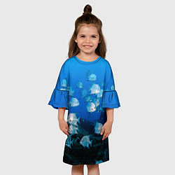 Платье клеш для девочки Рыбы, цвет: 3D-принт — фото 2