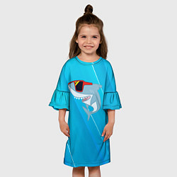 Платье клеш для девочки Акула в очках, цвет: 3D-принт — фото 2