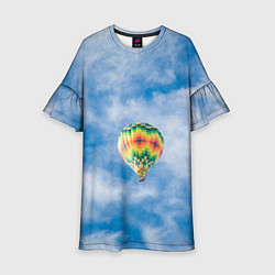 Платье клеш для девочки Воздушный шар в небе, цвет: 3D-принт