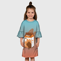 Платье клеш для девочки Шоколадное молоко в коробке, цвет: 3D-принт — фото 2