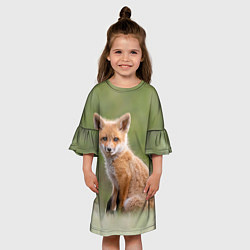 Платье клеш для девочки Лисенок, цвет: 3D-принт — фото 2