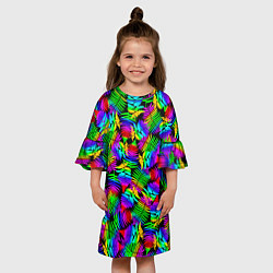 Платье клеш для девочки Неоновый папоротник, цвет: 3D-принт — фото 2