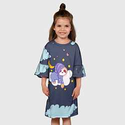 Платье клеш для девочки Сонный ленивец, цвет: 3D-принт — фото 2