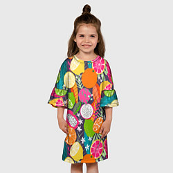 Платье клеш для девочки Фрукты, цвет: 3D-принт — фото 2