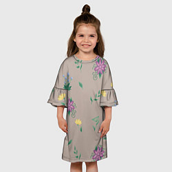 Платье клеш для девочки Цветочная эстетика, цвет: 3D-принт — фото 2