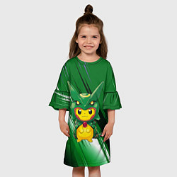 Платье клеш для девочки Пикачу - дракон, цвет: 3D-принт — фото 2