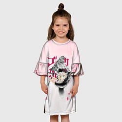 Платье клеш для девочки Чёрный клевер сакура Аста, цвет: 3D-принт — фото 2