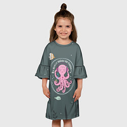 Платье клеш для девочки Осьминог меломан, цвет: 3D-принт — фото 2