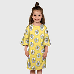 Платье клеш для девочки Ромашки 2, цвет: 3D-принт — фото 2