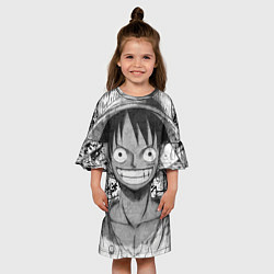 Платье клеш для девочки Луфи улыбается one piece, цвет: 3D-принт — фото 2