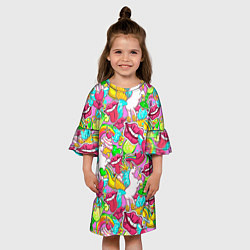 Платье клеш для девочки Губы фреш, цвет: 3D-принт — фото 2