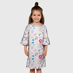 Платье клеш для девочки Граффити-школьная тетрадь, цвет: 3D-принт — фото 2