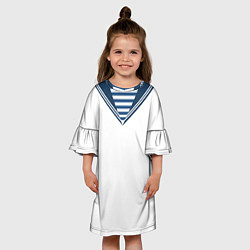 Платье клеш для девочки Матроска парадная ВМФ, цвет: 3D-принт — фото 2